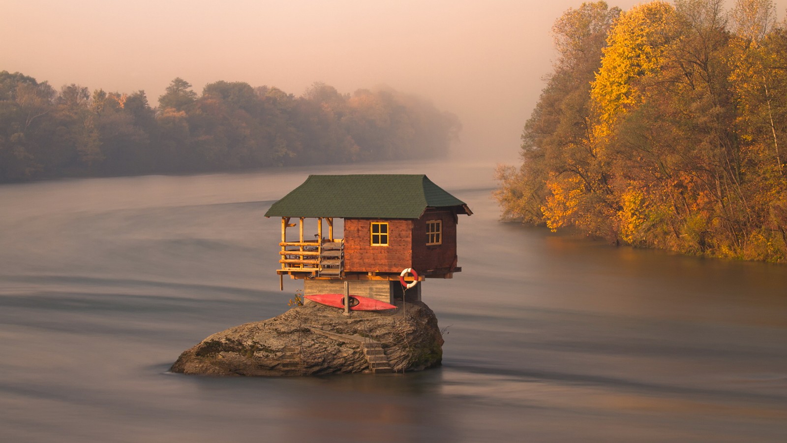 House On Rock In Water